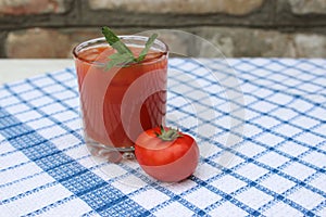 Glass of freshly squeezed tomato juice