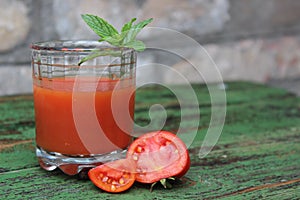 Glass of freshly squeezed tomato juice