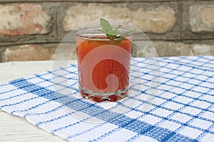 Glass of freshly squeezed tomato juice