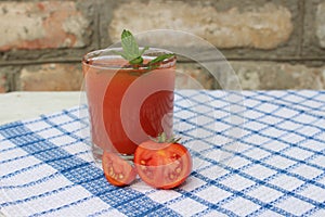 Glass of freshly squeezed tomato juice