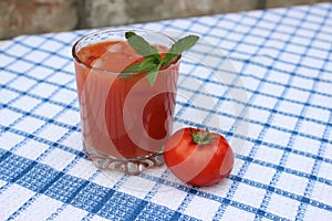 Glass of freshly squeezed tomato juice