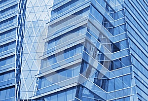 Glass front of a modern office building