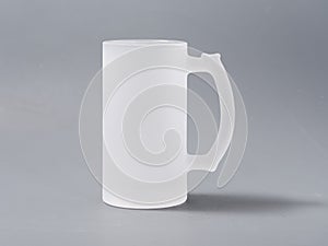 Glass of frosted glass for sublimation on a gray background
