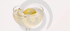 Glass of Fruit BeverageCocktail featuring Pears Isolated on White Background