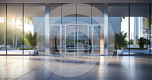 Glass Gateway - A Fusion of Light and Transparency in Modern Entryways. Generative AI