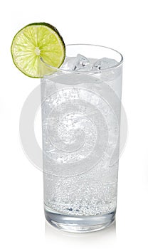 Glass of gin and tonic cocktail