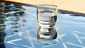 A glass glass with clean water on a plain background, a drink for diets and a health drink