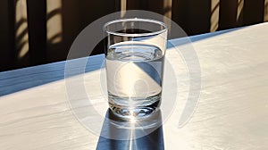 A glass glass with clean water on a plain background, a drink for diets and a health drink