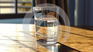 A glass glass with clean water on a plain background, a drink for diets and a health drink