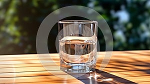 A glass glass with clean water on a plain background, a drink for diets and a health drink