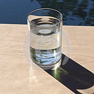 A glass glass with clean water on a plain background, a drink for diets and a health drink