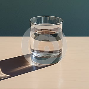 A glass glass with clean water on a plain background, a drink for diets and a health drink