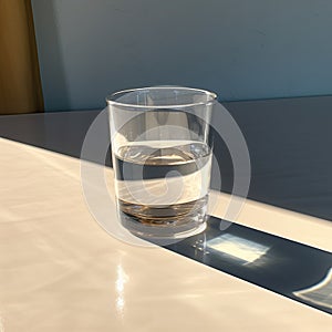 A glass glass with clean water on a plain background, a drink for diets and a health drink