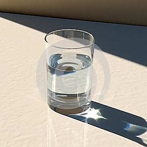 A glass glass with clean water on a plain background, a drink for diets and a health drink