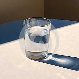 A glass glass with clean water on a plain background, a drink for diets and a health drink
