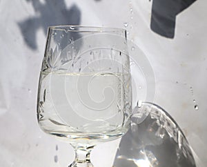 Glass glass of wine on a white background