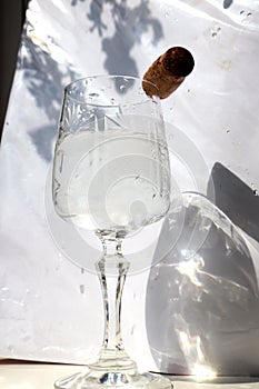 Glass glass of wine on a white background