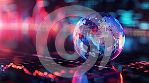 Glass Globe on Computer Keyboard