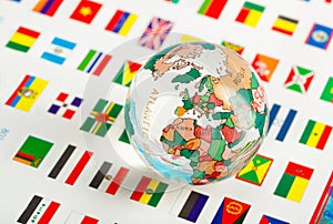 Glass globe on the flags