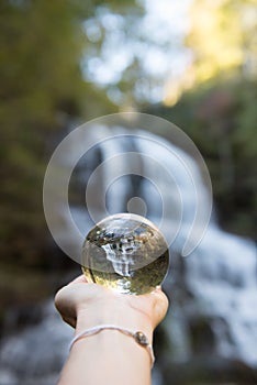 A Glass Globe view at Pearson Waterfalls in North Carolina
