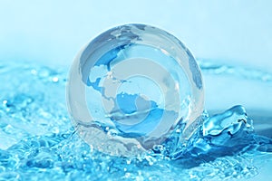 Glass globe in water