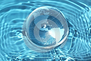 Glass globe in water