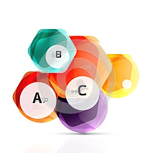 Glass glossy shiny hexagon web elements