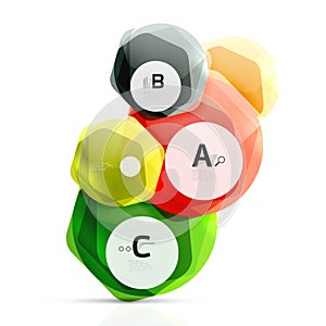 Glass glossy shiny hexagon web elements