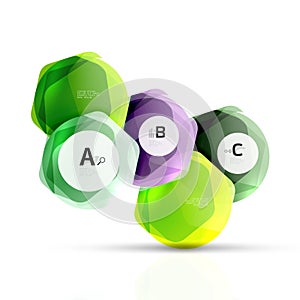 Glass glossy shiny hexagon web elements