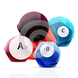 Glass glossy shiny hexagon web elements