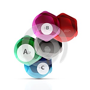 Glass glossy shiny hexagon web elements