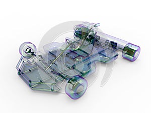 Glass go-kart 3D illustration