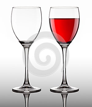 Glass goblet with red wine