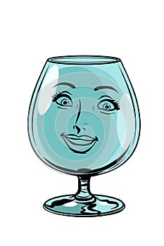 Glass goblet woman face character