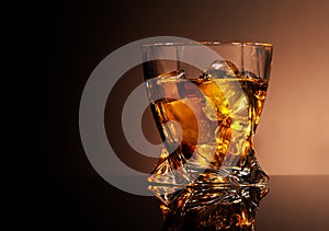 Glass of golden brandy