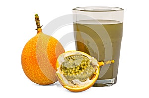 Glass of grenadia juice with grenadia, 3D rendering