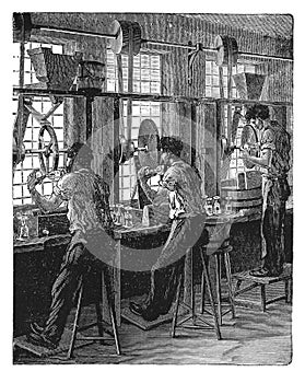 Glass grinding antique engraving