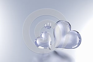 Glass Heart on grey colour background