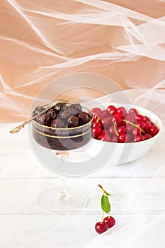 Glass with homemade Cherry Jam