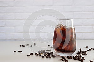 A glass homemade cold brew coffee