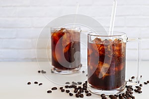 A glass homemade cold brew coffee