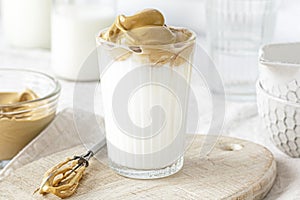 A glass of homemade dalgona coffee photo