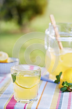 Glass of homemade lemonade