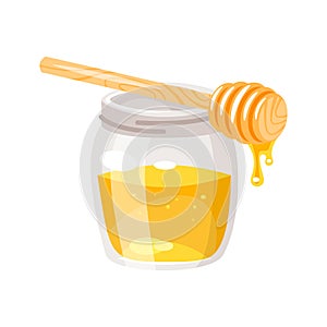 Glass honey jar.