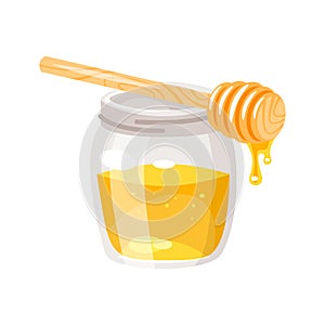 Glass honey jar. photo