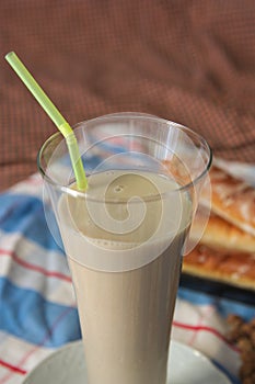 Glass of horchata, a refreshing drink extracted from the tigernut seeds