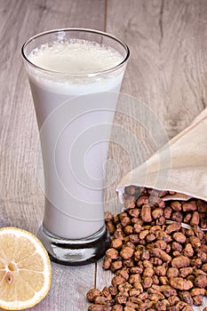 Glass of horchata with tigernuts photo