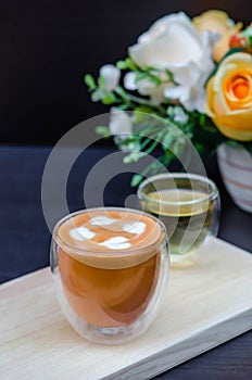 Glass hot thai tea cup