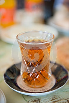 glass of hot Turkish tea