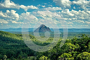 Glass House mountain range, including Mount Beerwah, Queensland, Australia